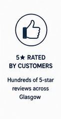 5-star rated EV charger installer trust badge for Glasgow and Central Scotland.