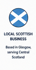 Local Scottish EV charger installer trust badge serving Glasgow and Central Scotland.