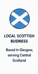 Local Scottish EV charger installer trust badge serving Glasgow and Central Scotland.